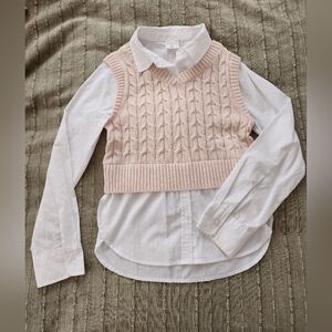 Abercrombie Kids Pink Knit Vest with White Button Down Shirt